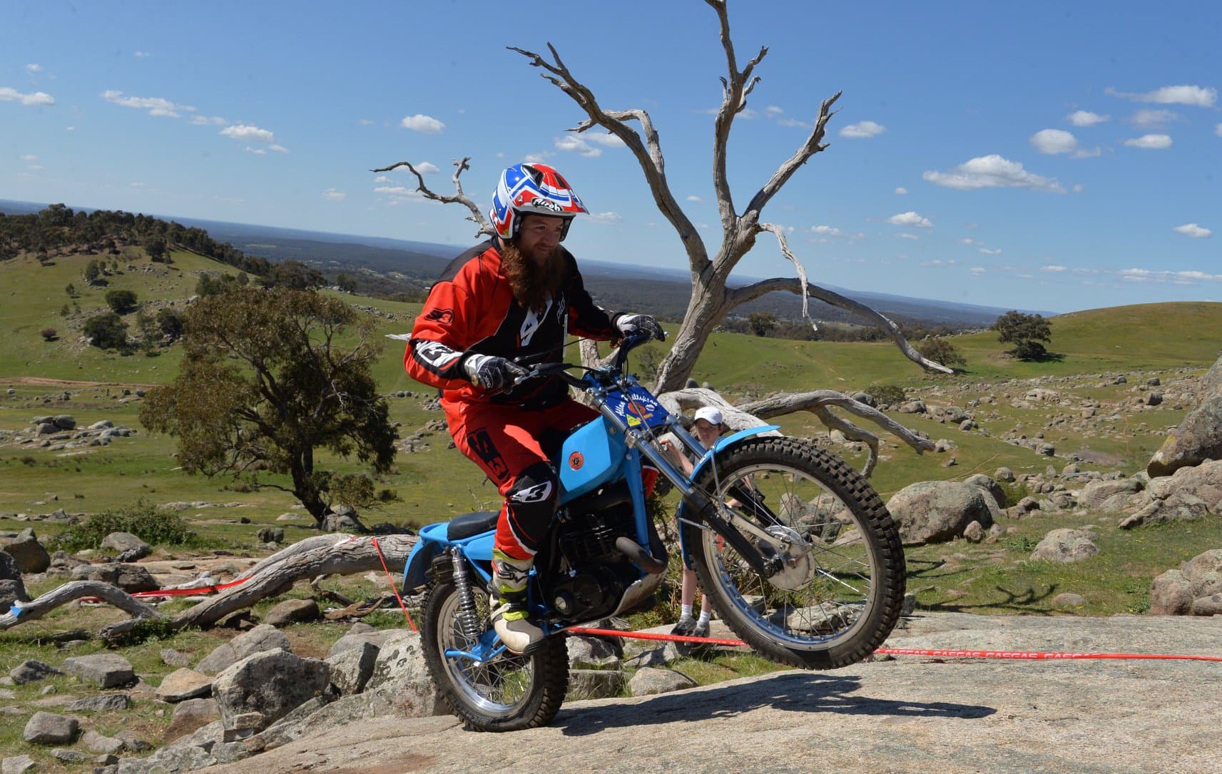 Twin-shock trials bike from the 1965 to 1986 era at a club competition